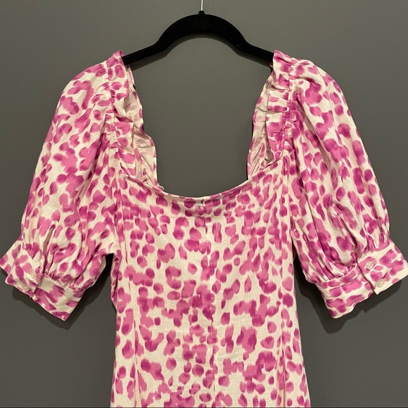 Who What Wear Linen Blend Leopard Midi Dress Size Small - Picture 9 of 13